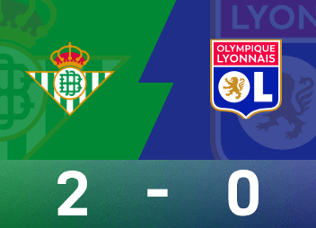 Informe del partido de la Europa League: Anthony marca goles consecutivos, Real Betis 2-0 Lyon