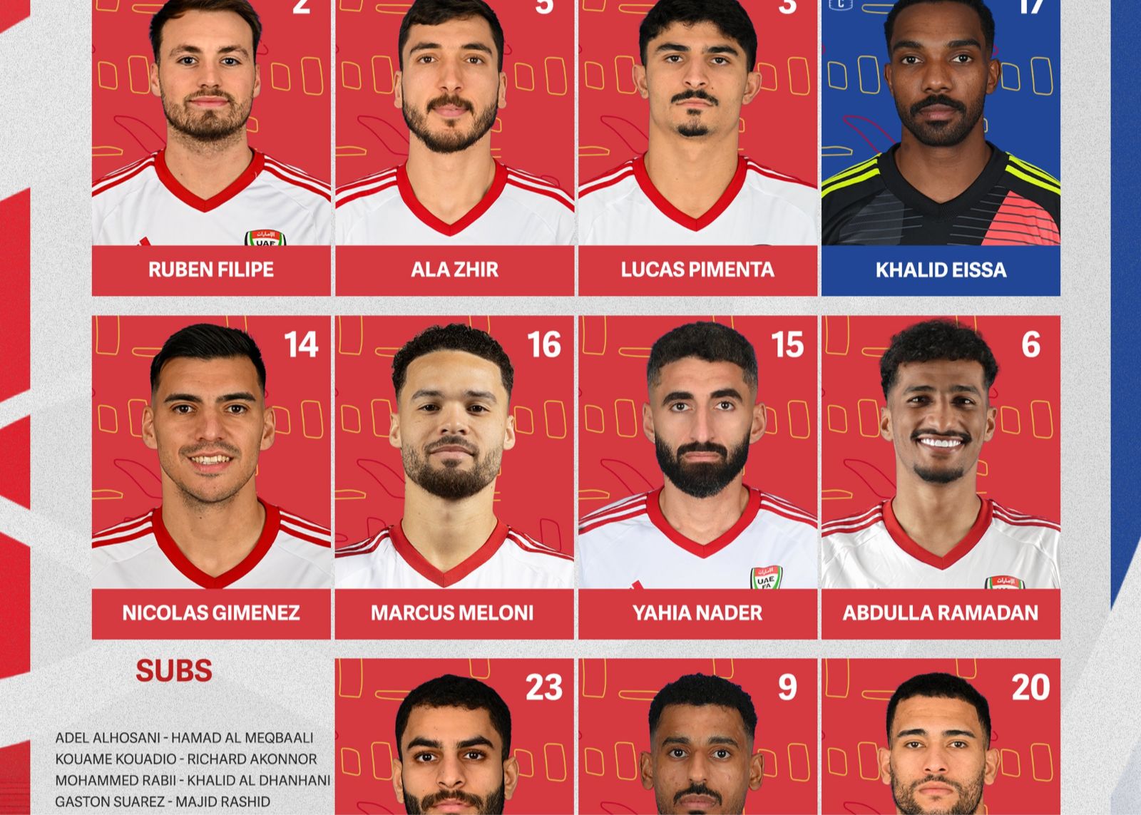 Emiratos Árabes Unidos vs Irak: comienzan Adil y Suhail, juega El Hamadi